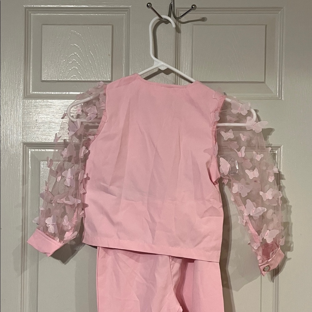 Pink Girls Pants Suit with Butterflies and Bows NWOT 6Y - Picture 8 of 10